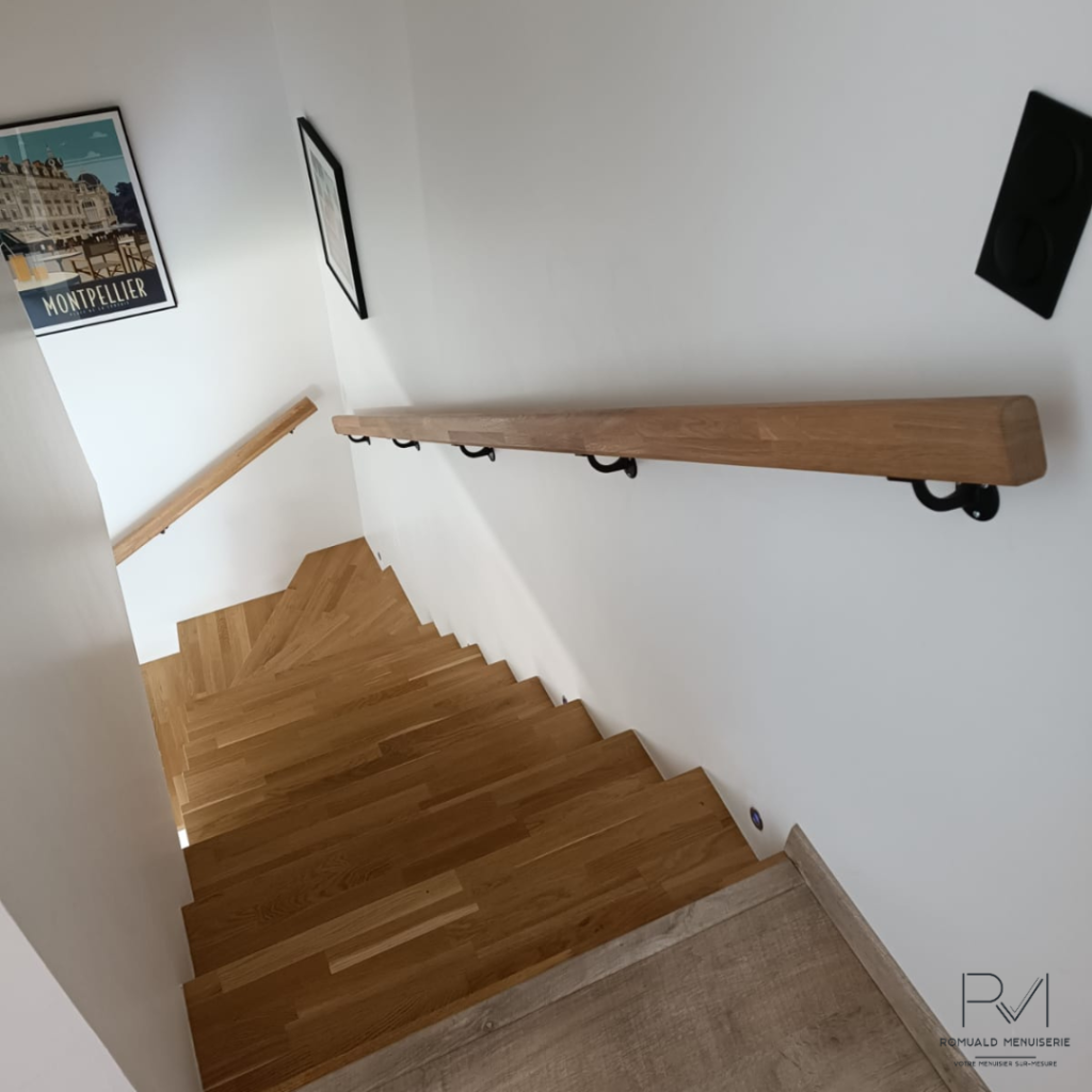 habillage escalier en chêne - Romuald Menuiserie