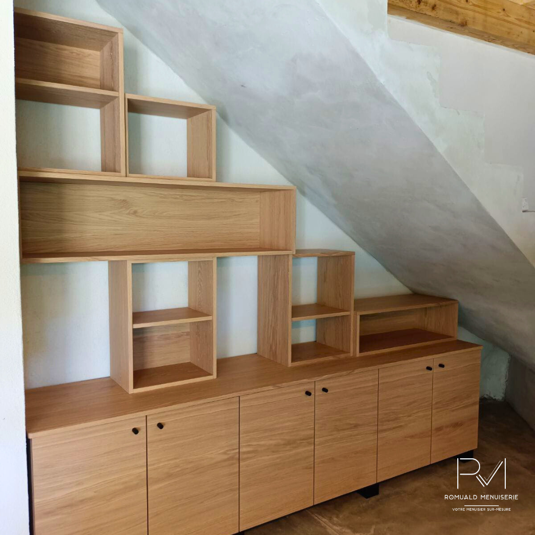 Meuble sur mesure La Vacquerie : MDF chêne naturel huilé